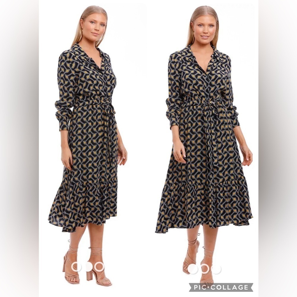 Ted Baker Kwalaa Geometric Print Navy Shirt Dress Size 1 US 4